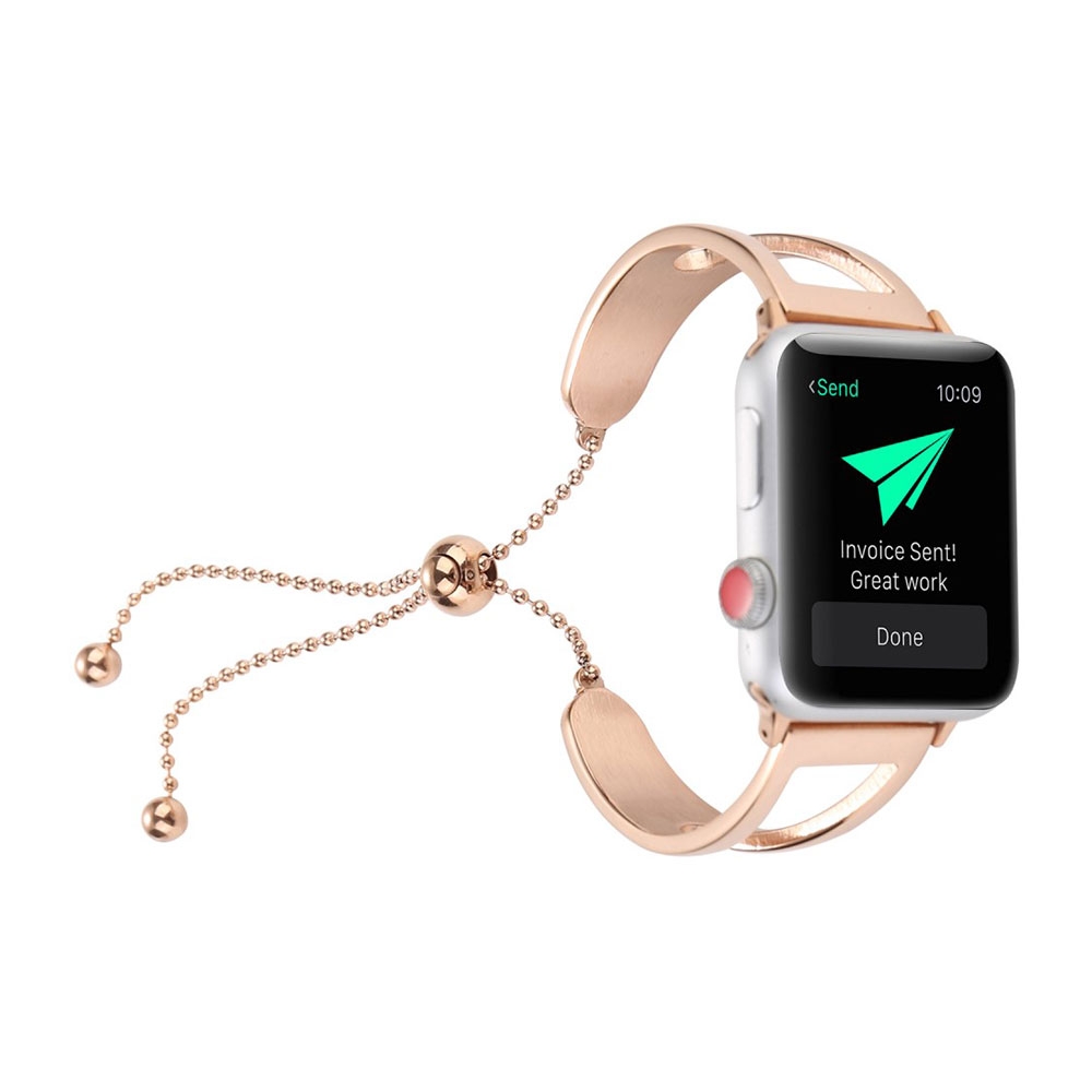 Apple Watch (38 mm / 40 mm) Ersatz Edelstahl Armband mit Perlen Verschluss - Roségold Apple Watch (38 mm / 40 mm) Ersatz Edelstahl Armband mit Perlen Verschluss - Roségold