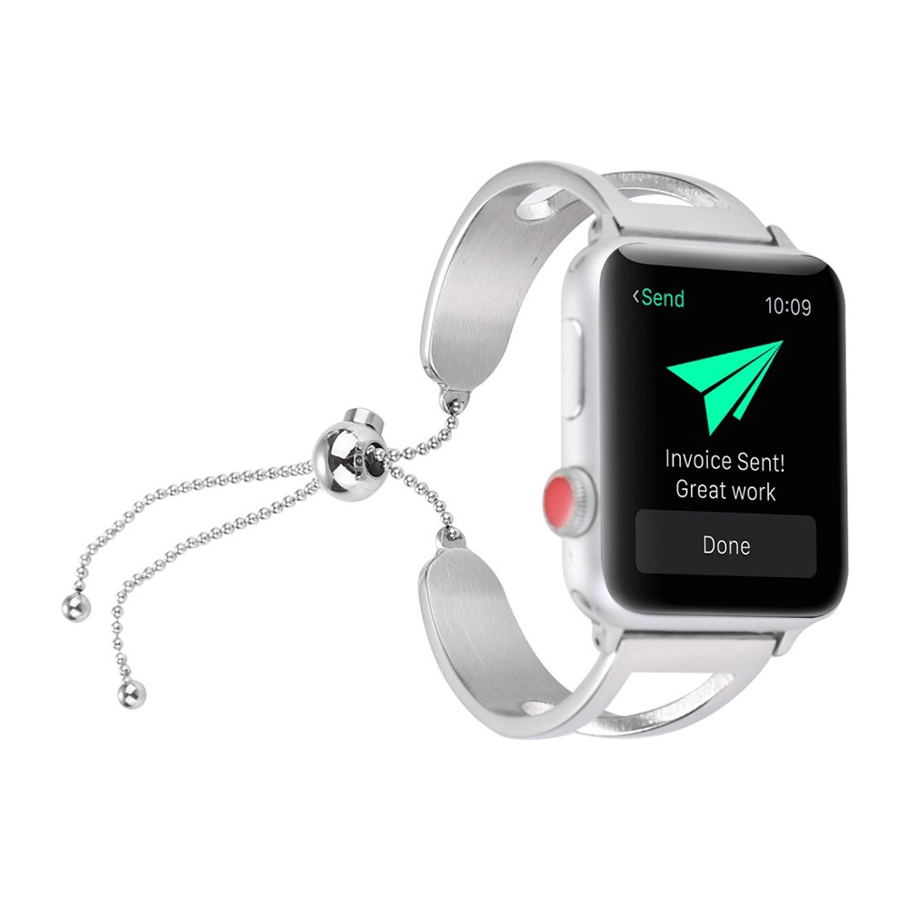 Apple Watch (38 mm / 40 mm) Ersatz Edelstahl Armband mit Perlen Verschluss - Silber Apple Watch (38 mm / 40 mm) Ersatz Edelstahl Armband mit Perlen Verschluss - Silber