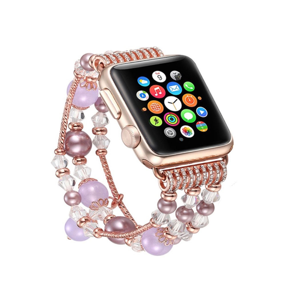 Apple Watch (38 mm / 40 mm) Elastisches Glitzer Perlen Ersatz Armband - Gold / Lila Apple Watch (38 mm / 40 mm) Elastisches Glitzer Perlen Ersatz Armband - Gold / Lila