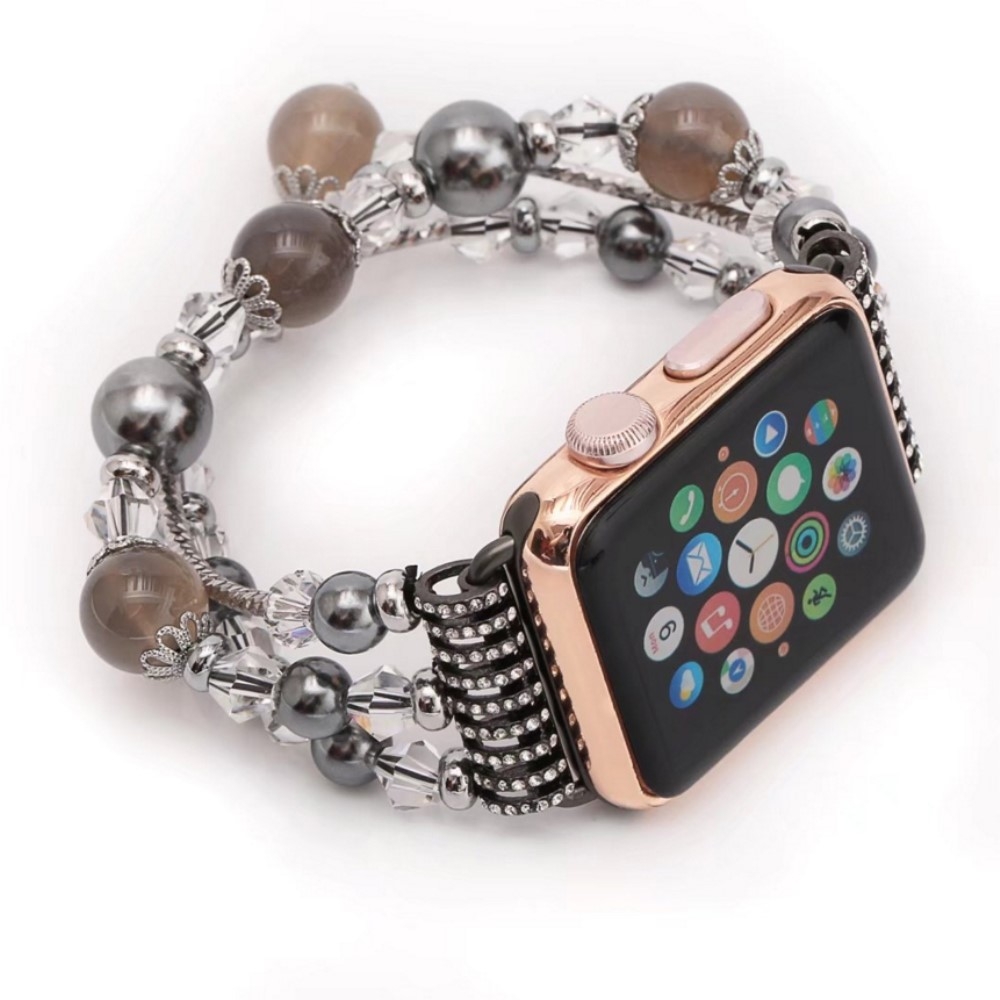 Apple Watch (38 mm / 40 mm) Elastisches Glitzer Perlen Ersatz Armband - Grau Apple Watch (38 mm / 40 mm) Elastisches Glitzer Perlen Ersatz Armband - Grau