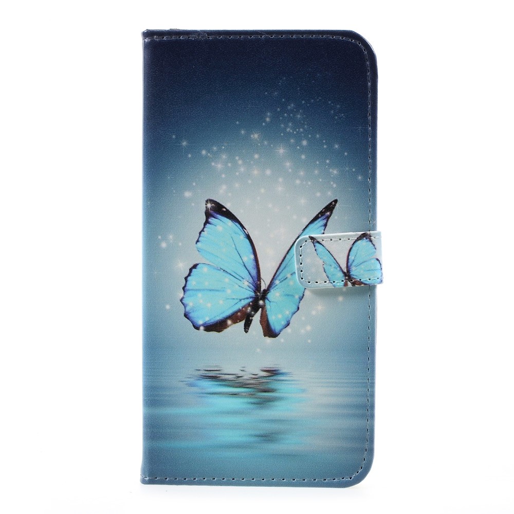 Samsung Galaxy S8 Plus Leder Tasche Portemonnaie mit Kartenfächern - Blaue Schmetterlinge Samsung Galaxy S8 Plus Leder Tasche Portemonnaie mit Kartenfächern - Blaue Schmetterlinge