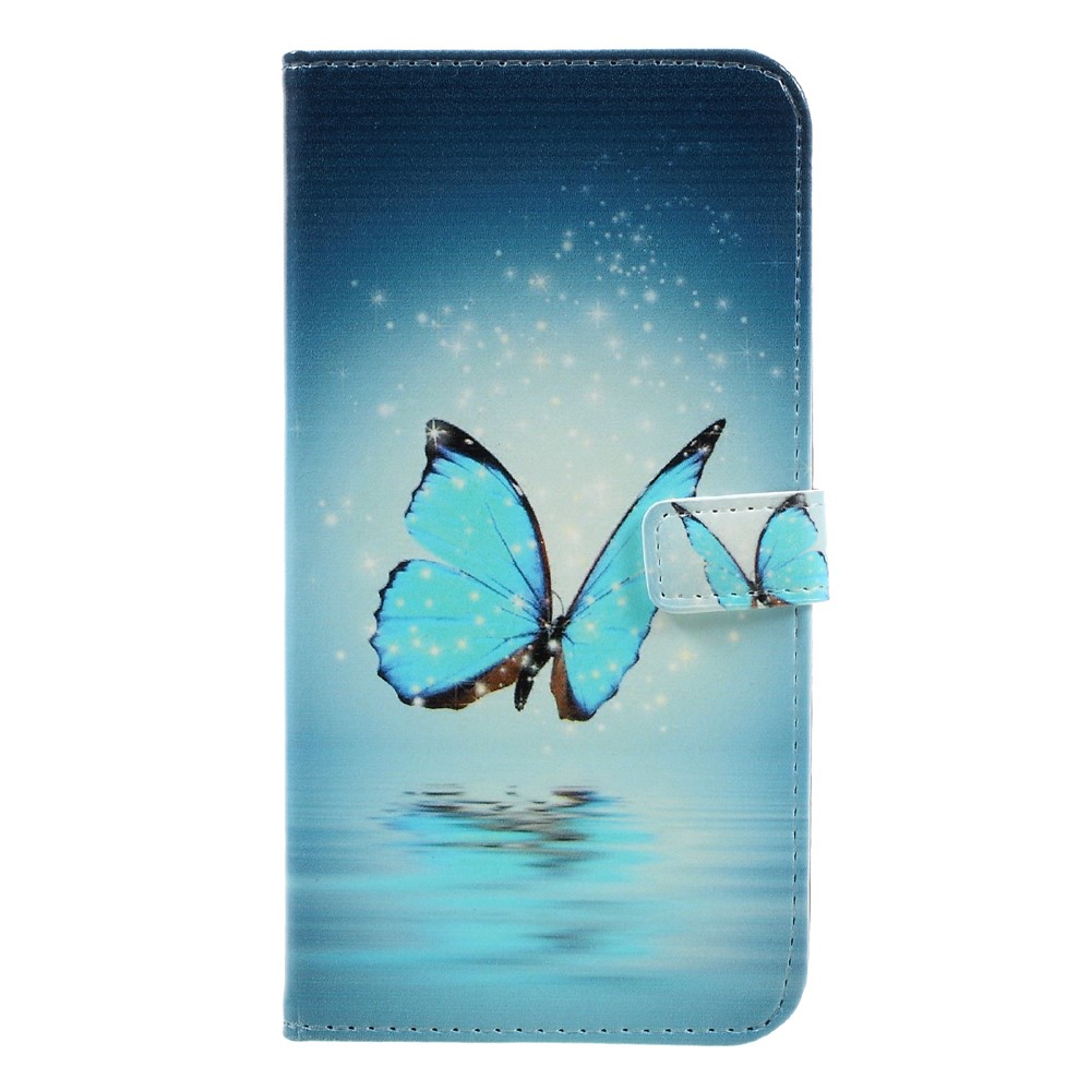 Huawei Mate 9 Leder Tasche Portemonnaie Blaue Schmetterlinge Huawei Mate 9 Leder Tasche Portemonnaie Blaue Schmetterlinge