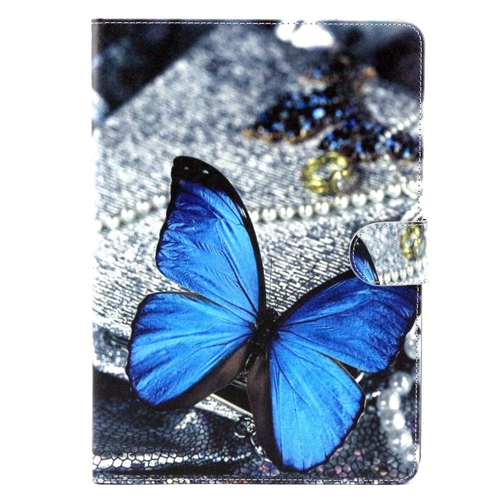 iPad Air 2 Leder Tasche Portemonnaie Blauer Schmetterling iPad Air 2 Leder Tasche Portemonnaie Blauer Schmetterling