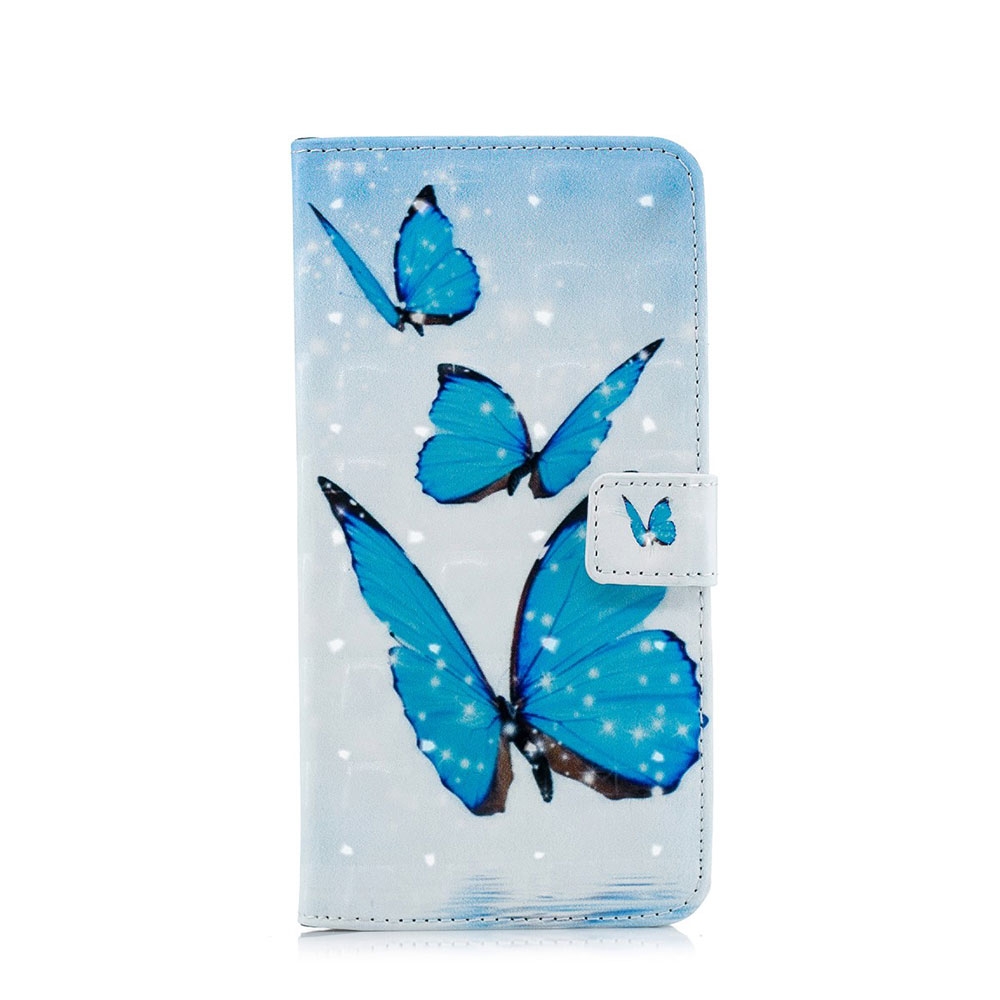 iPhone Xs Max Leder Tasche Portemonnaie mit Kartenfächern Schmetterlinge - Blau iPhone Xs Max Leder Tasche Portemonnaie mit Kartenfächern Schmetterlinge - Blau