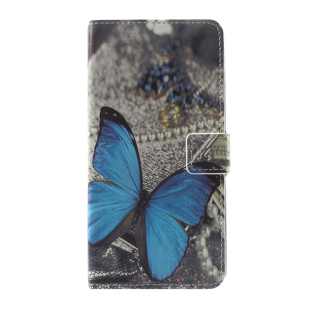 Sony Xperia XZ Premium Leder Tasche Portemonnaie Blauer Schmetterling Sony Xperia XZ Premium Leder Tasche Portemonnaie Blauer Schmetterling